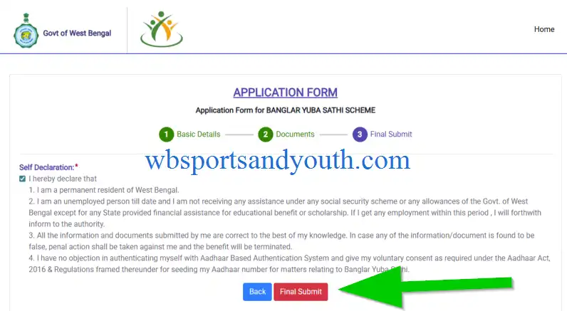 Final Submit Button